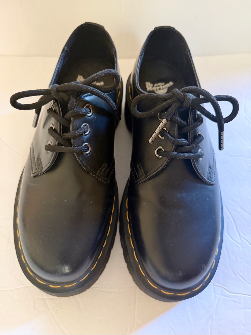 Dr. Martens 1461 Quad Platform Oxford Shoes Black Leather Women’s US 8 / Men’s 7 - Picture 2 of 8